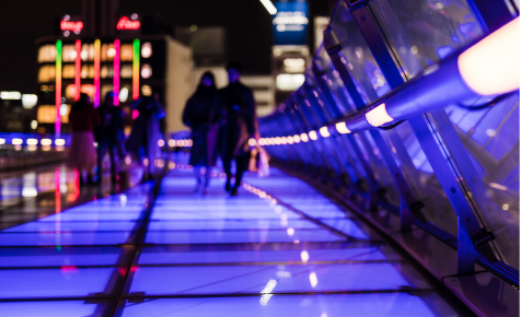 A lighted pathway